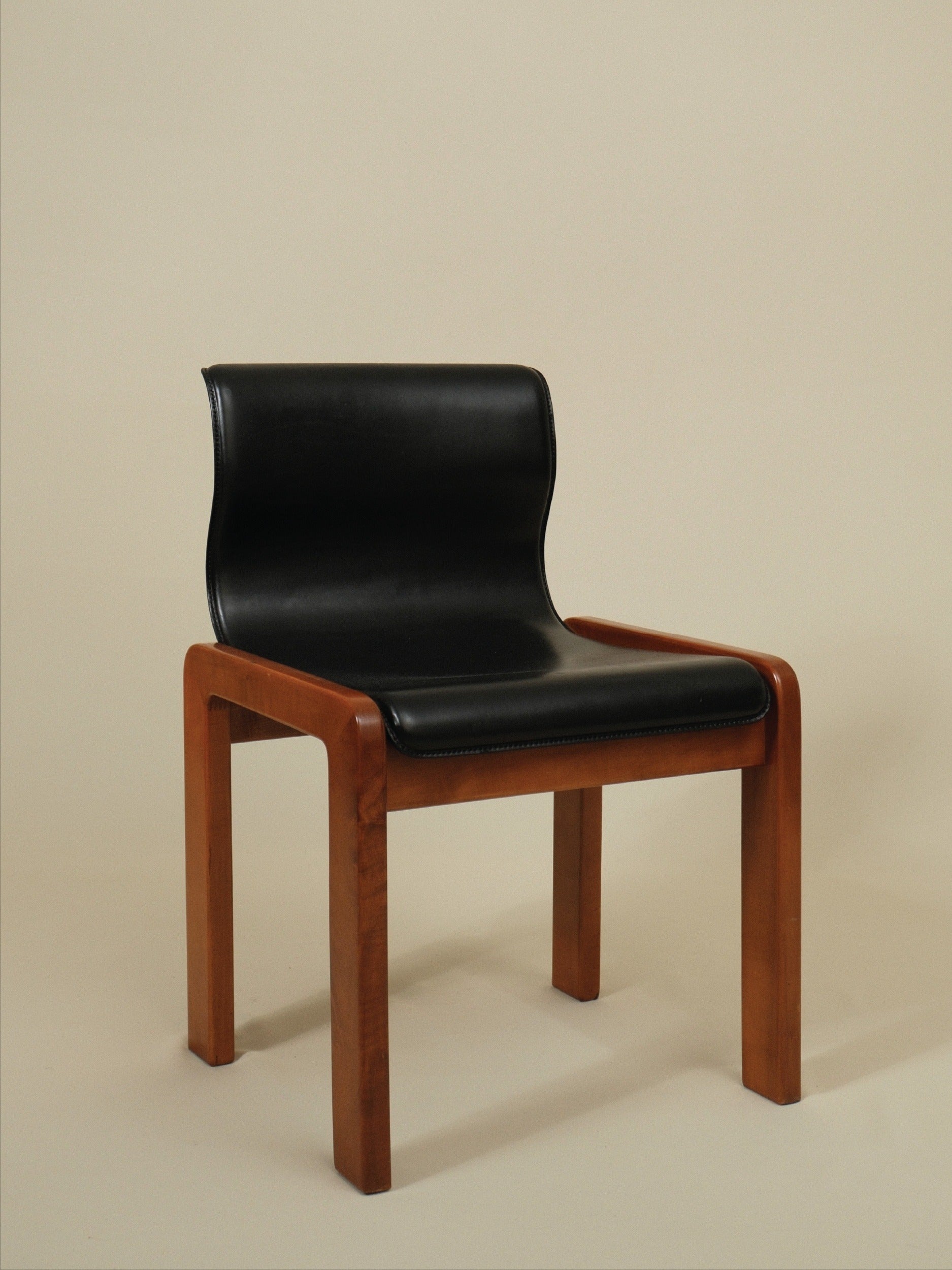 Tobia & Afra Scarpa Set of 4 Dining Leather Chairs by Truffe Studio | The Oblist