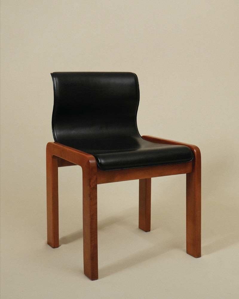 Tobia & Afra Scarpa Set of 4 Dining Leather Chairs by Truffe Studio | The Oblist
