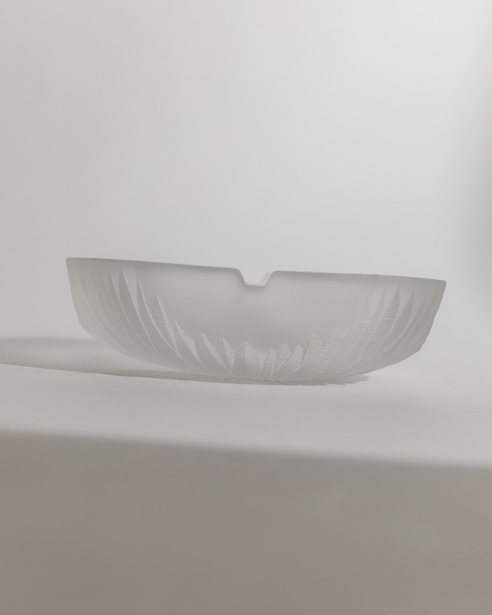 Vintage 1970s Smoking Set, Ashtray in frosted textured glass on white surface