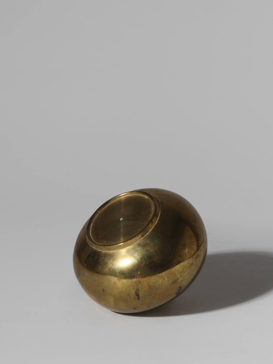 Brass Oil Lamp, Small — side angle showing polished brass finish