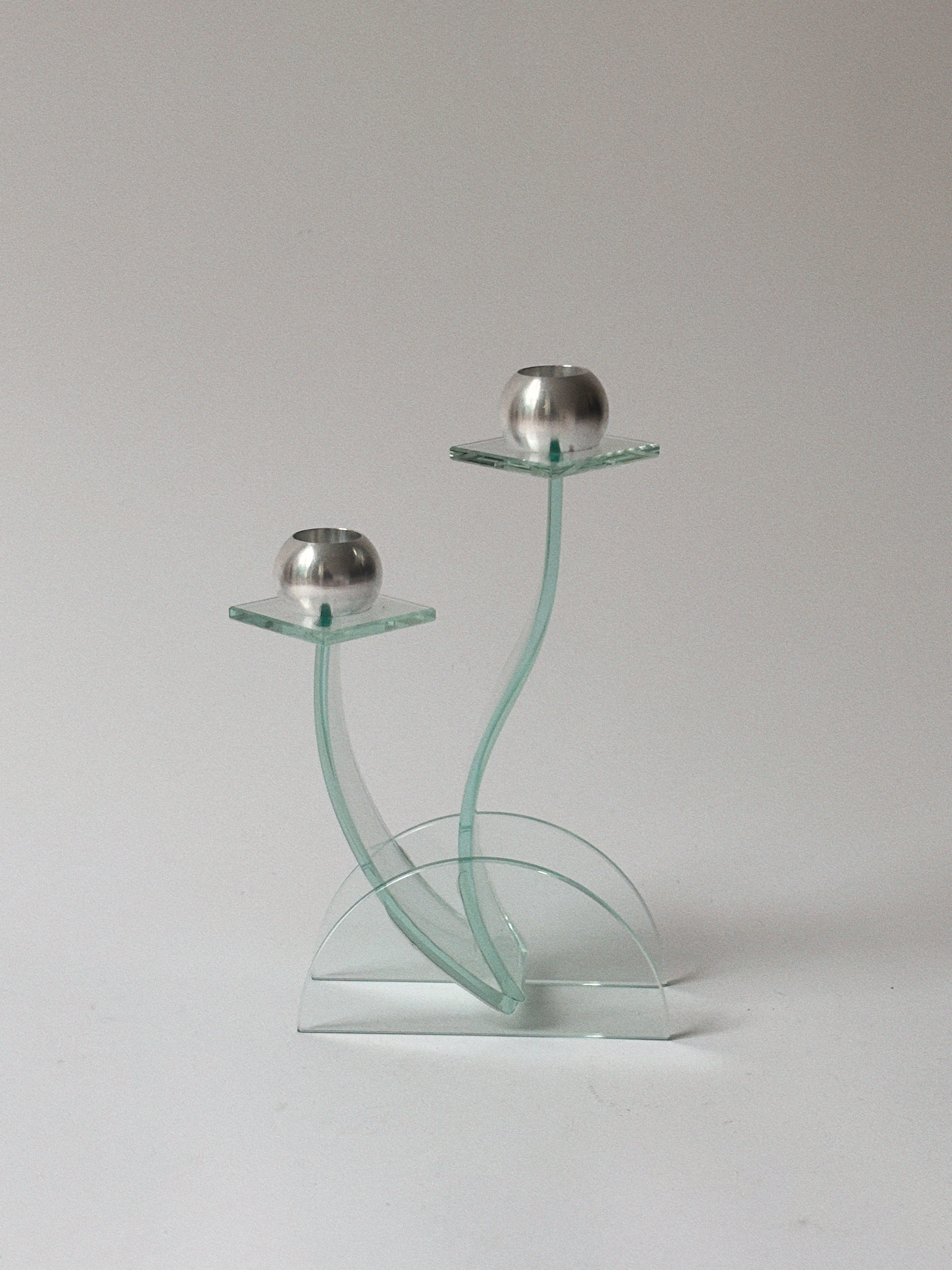 Postmodern Glass Candlestick, Germany — side angle