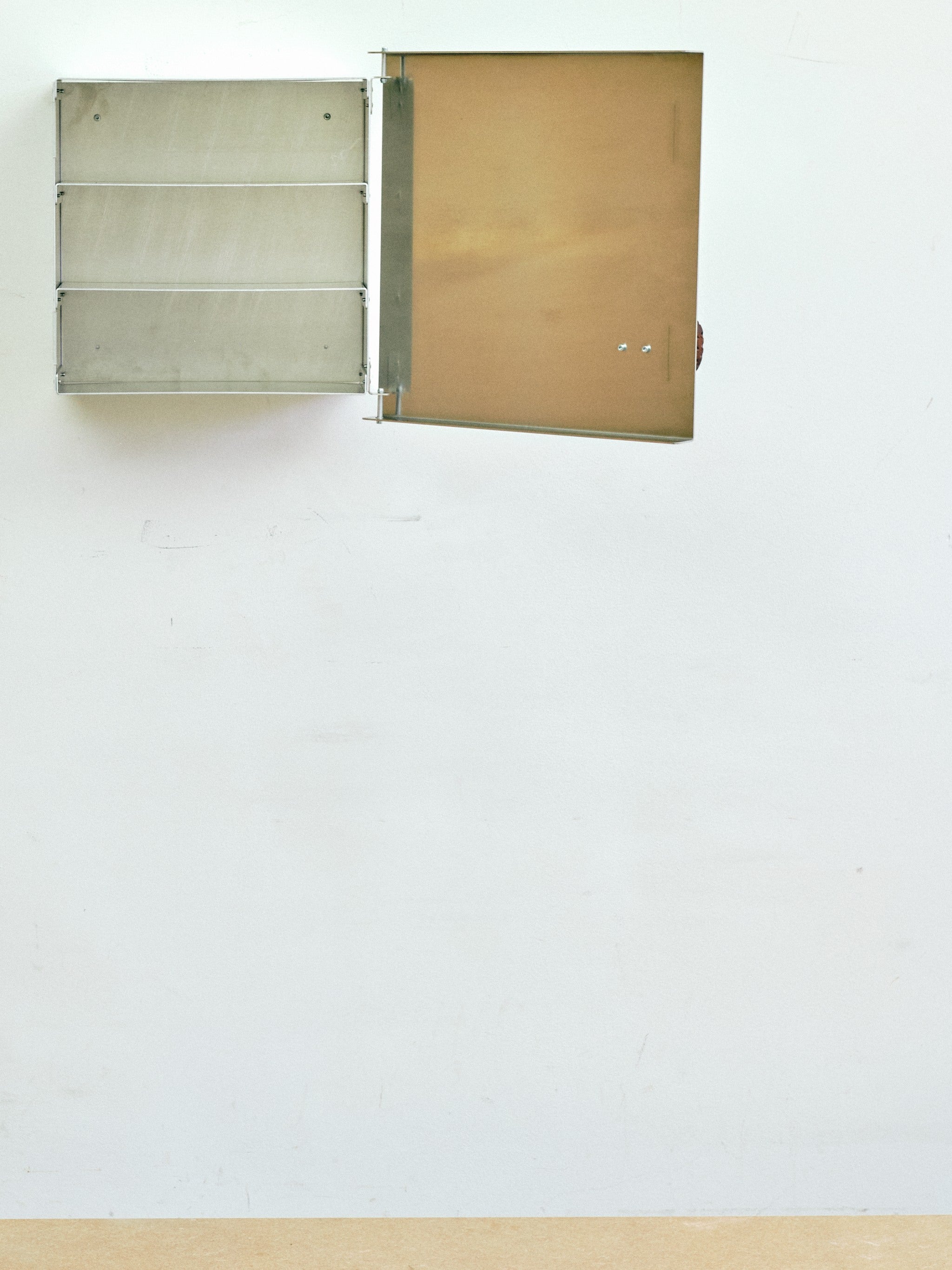 Medicine Cabinet - Metal and Wood — close-up