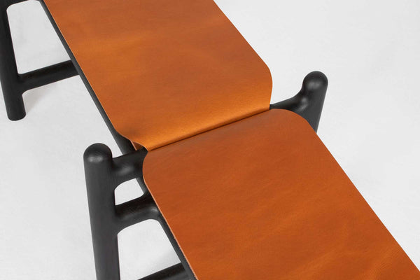 Lyndoe Bench in Solid Wood and Leather