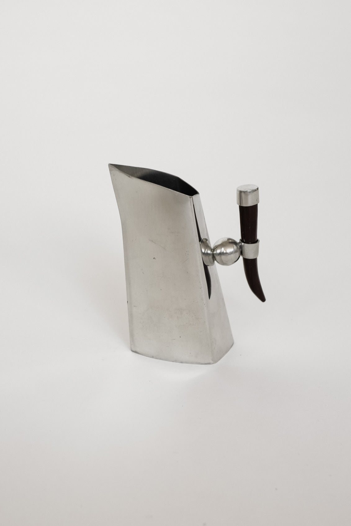 Vintage Mid-Century Schohaus Bolivian Pewter Pitcher — detail view
