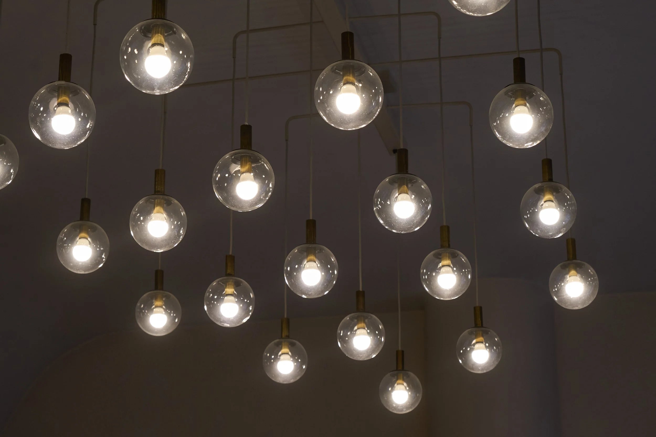 Monumental Mid-Century Chandelier in Glass, Metal and Patinated Brass 1960 — alternate view