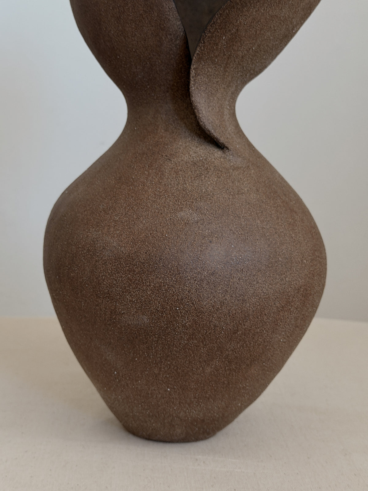 Sculptural Vase in Ceramic | Japandi Style Ceramic Sculpture — close-up