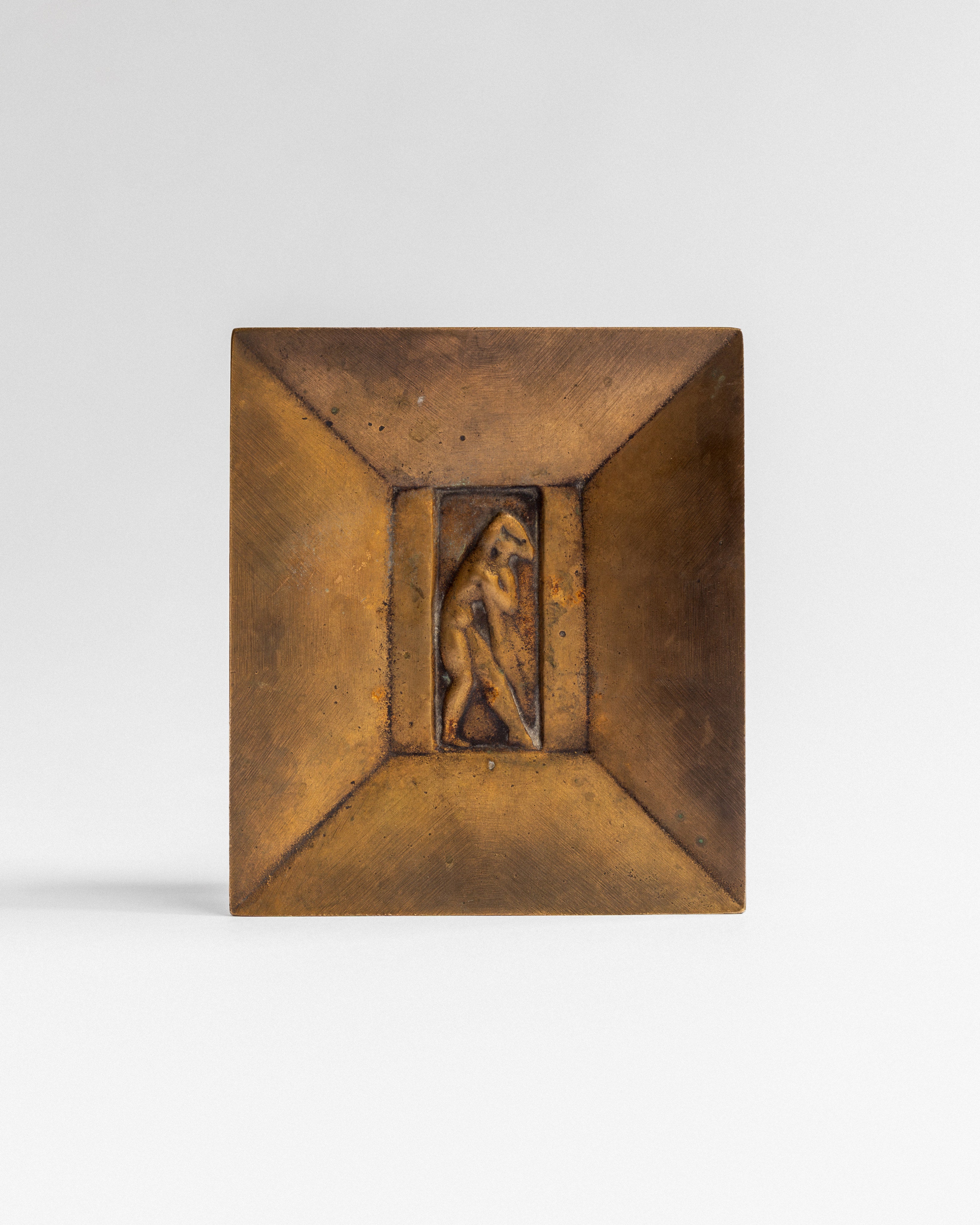 Art Deco Bronze Tray by GAB, 1930s, Sweden — detail view