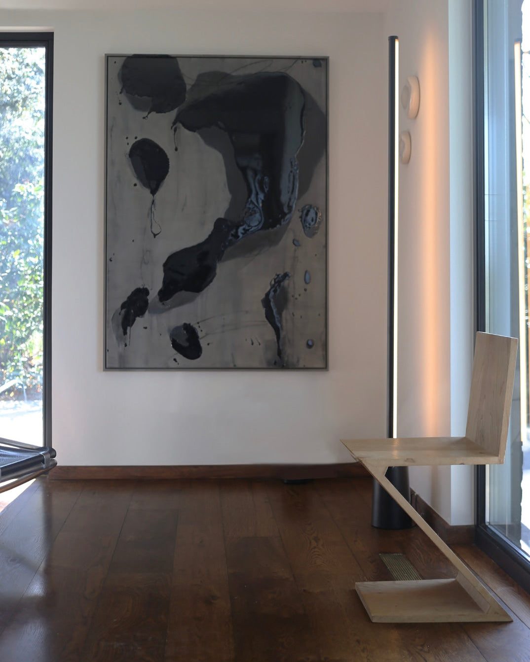 Echoes in Black - Painting — detail of black and gray abstract design