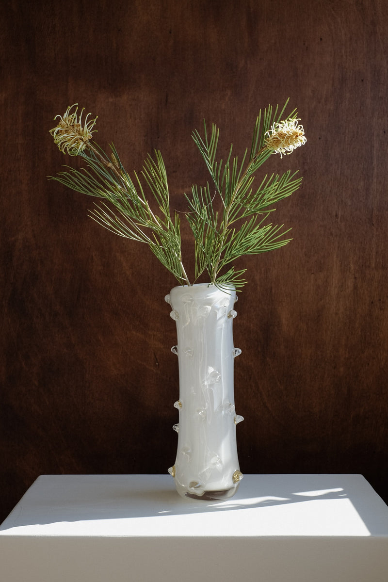 Ivory Sculpted Glass Vase 1950s — detail view
