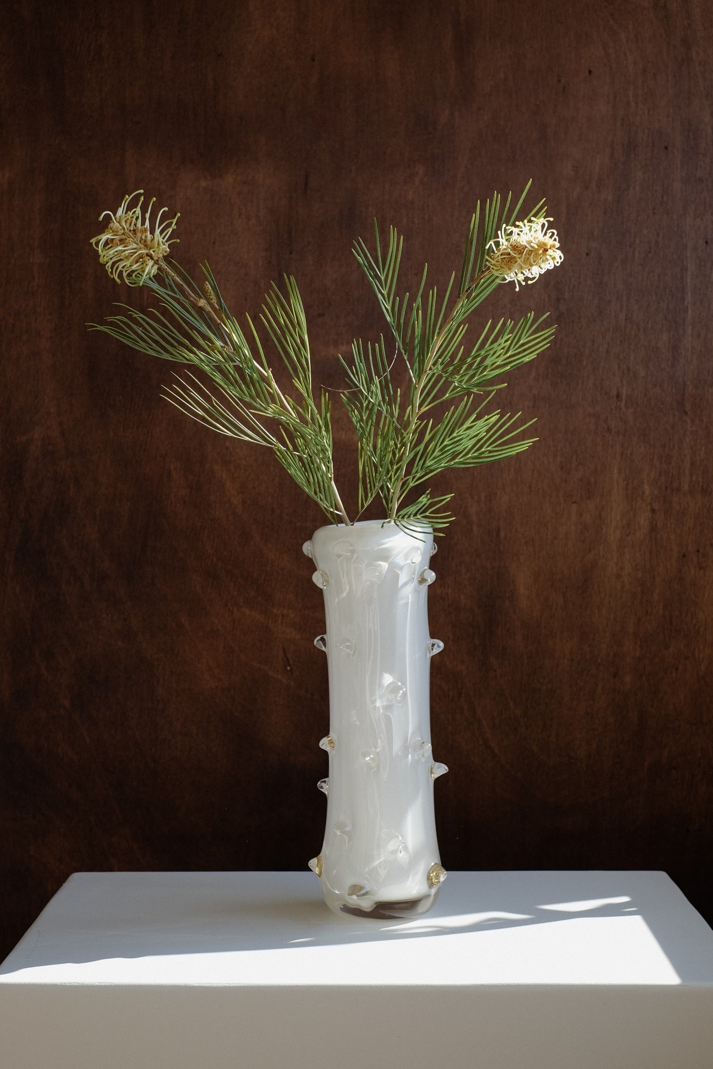 Ivory Sculpted Glass Vase 1950s — detail view