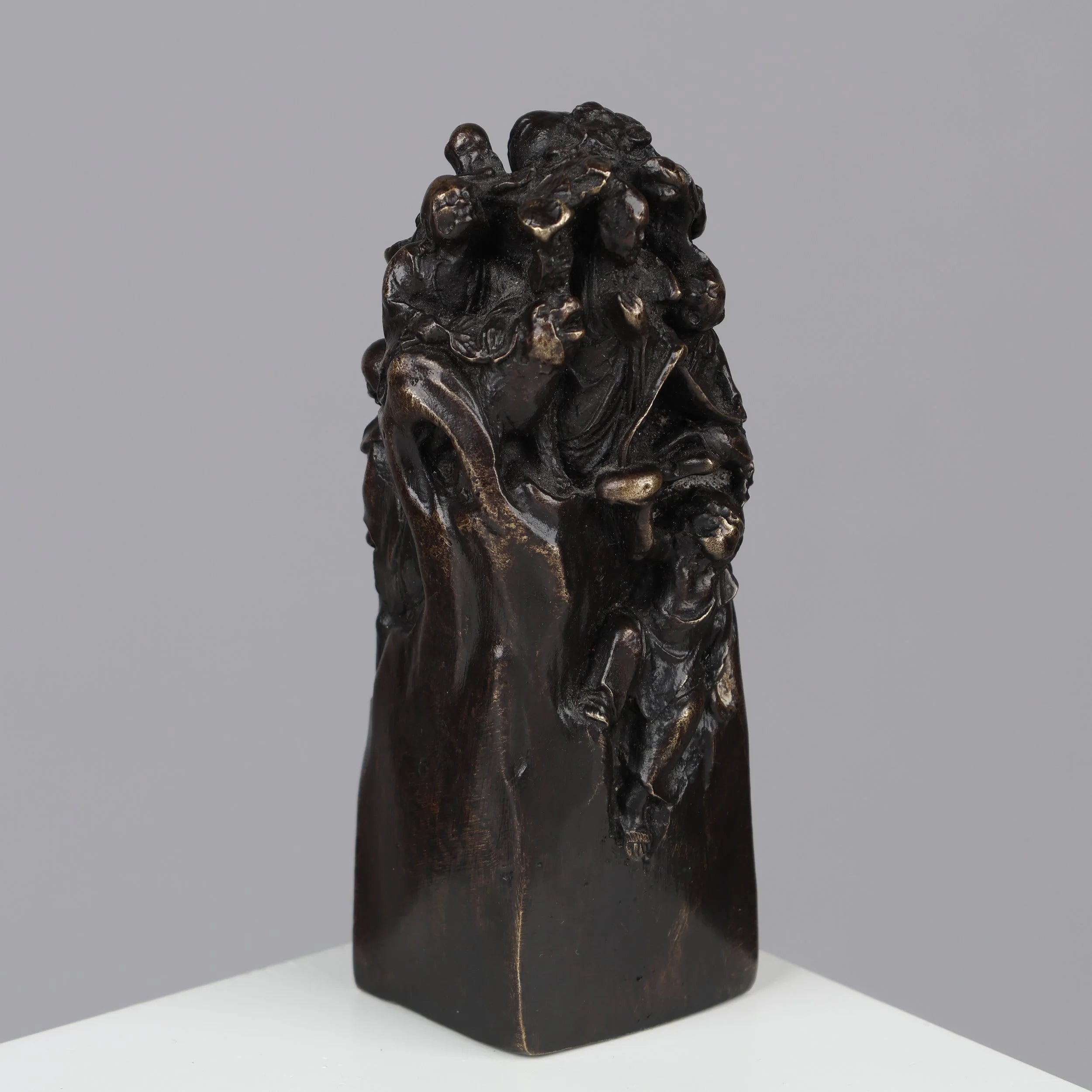 Bronze sculpture of 'Monks on a Mountain', by C.F. Woerffel — detail view