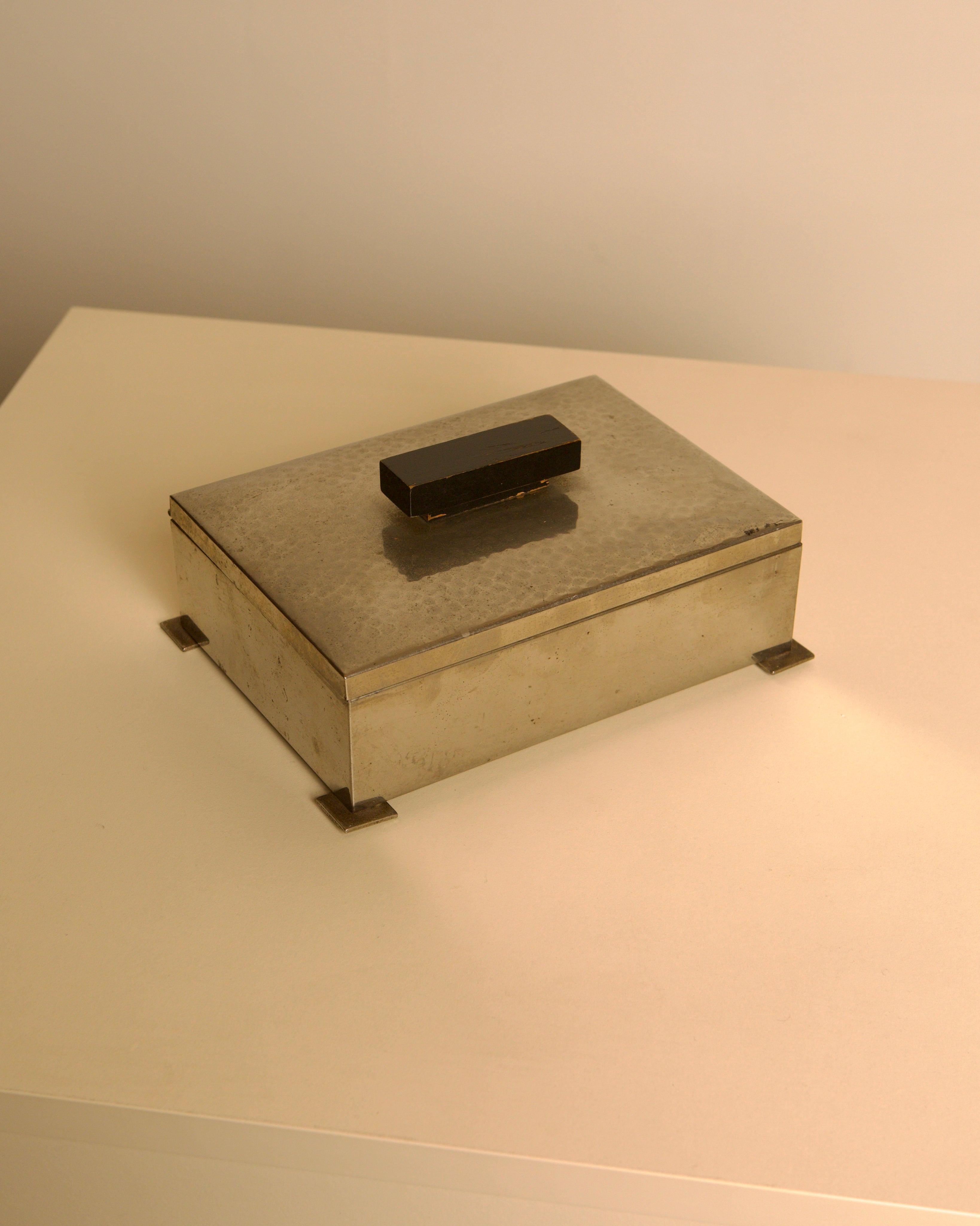 Italian Art Deco Hammered Metal & Wood Box, 1930s by Treaptyque | The Oblist