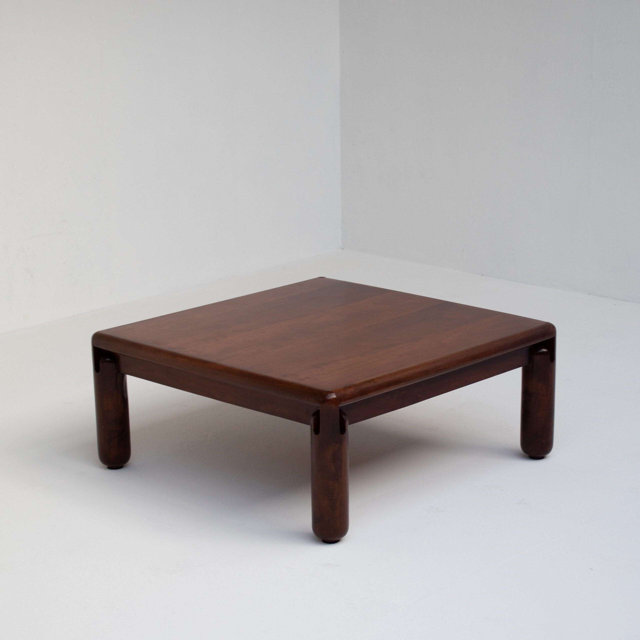 Vintage Solid Wood Coffee Table — side angle showing dark wood finish