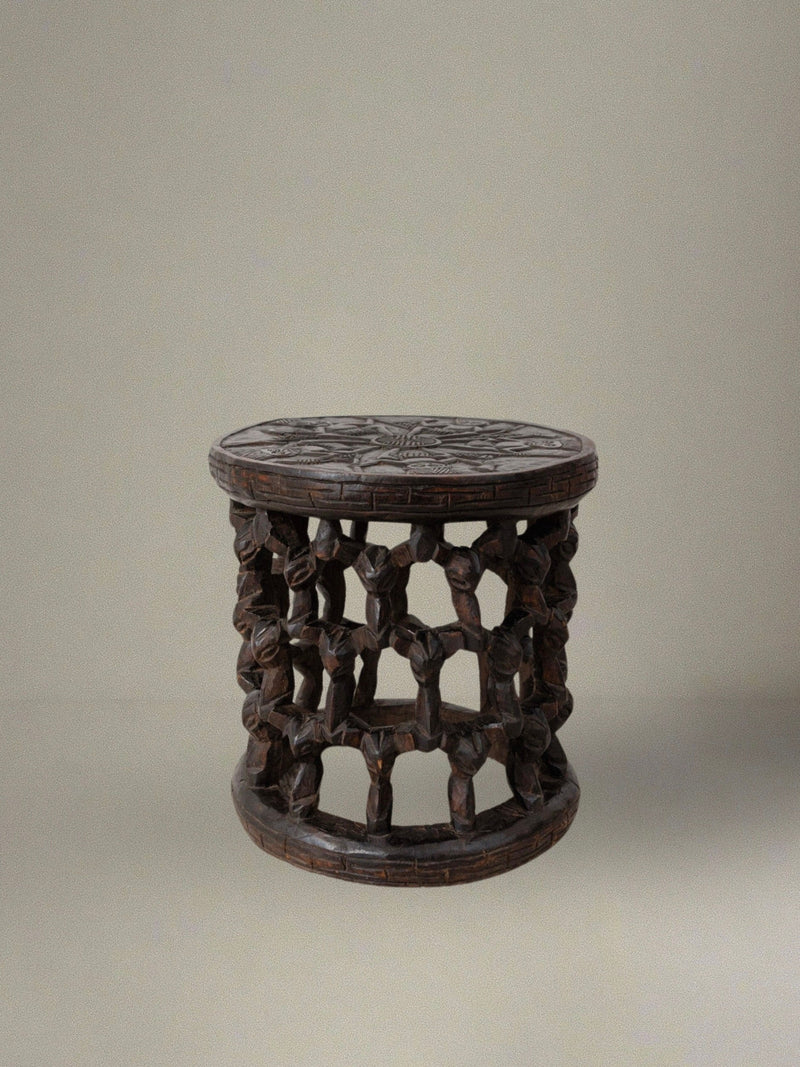 Hand-Carved Stool from Cameroon 1950s by Bottega Jacobs | The Oblist — dark wood, handcrafted artisan design