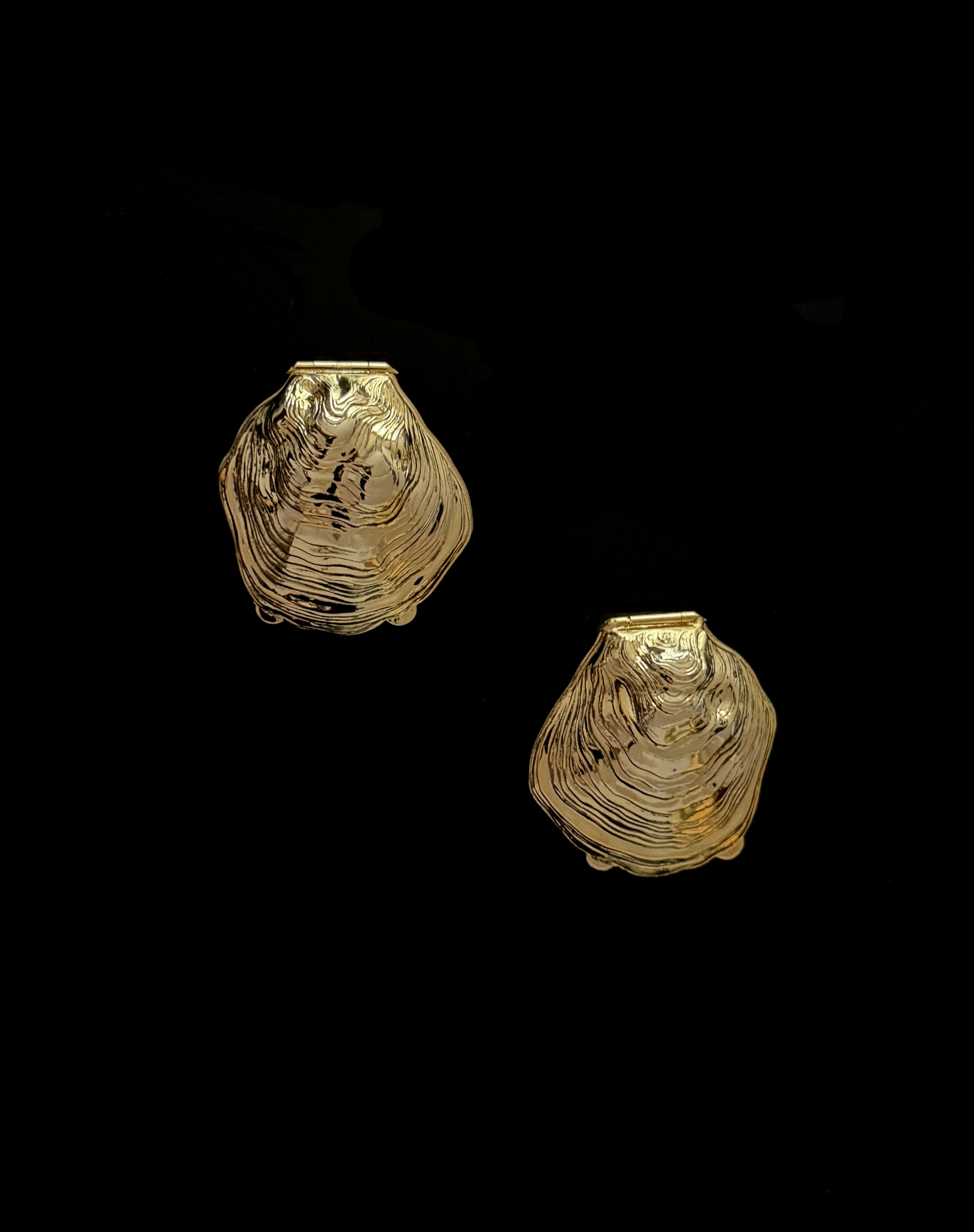 Vintage pill box designed in Italy — side angle showing textured gold surface