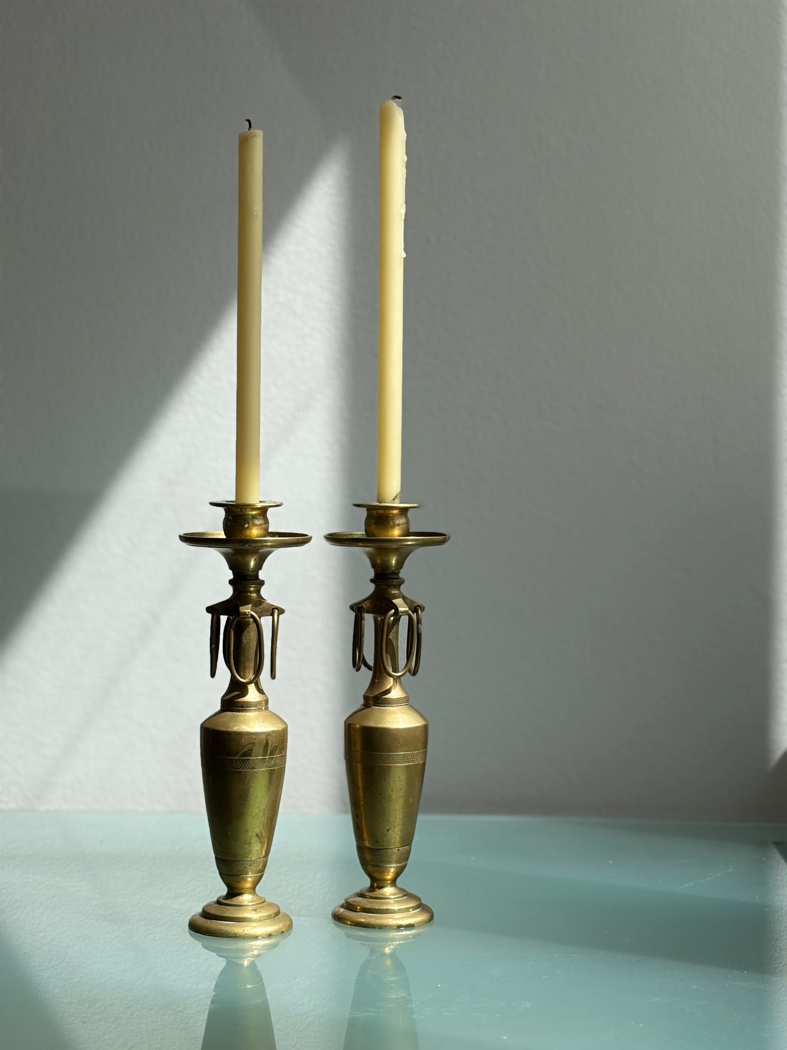Pair of French Empire Candleholders, Late 19th Century — detail view