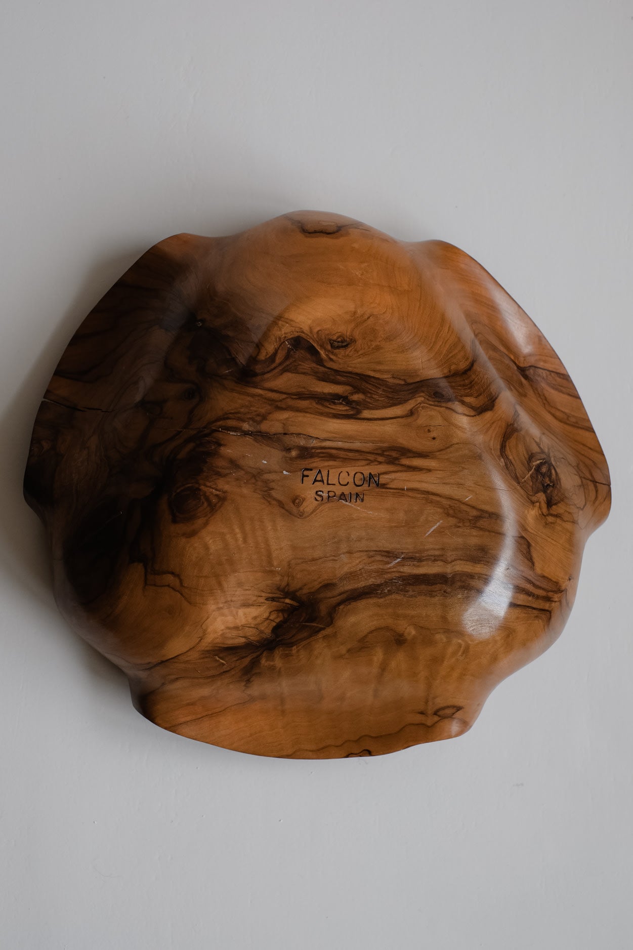 Wooden Bowl, 1960s — back view highlighting rich wood grain texture