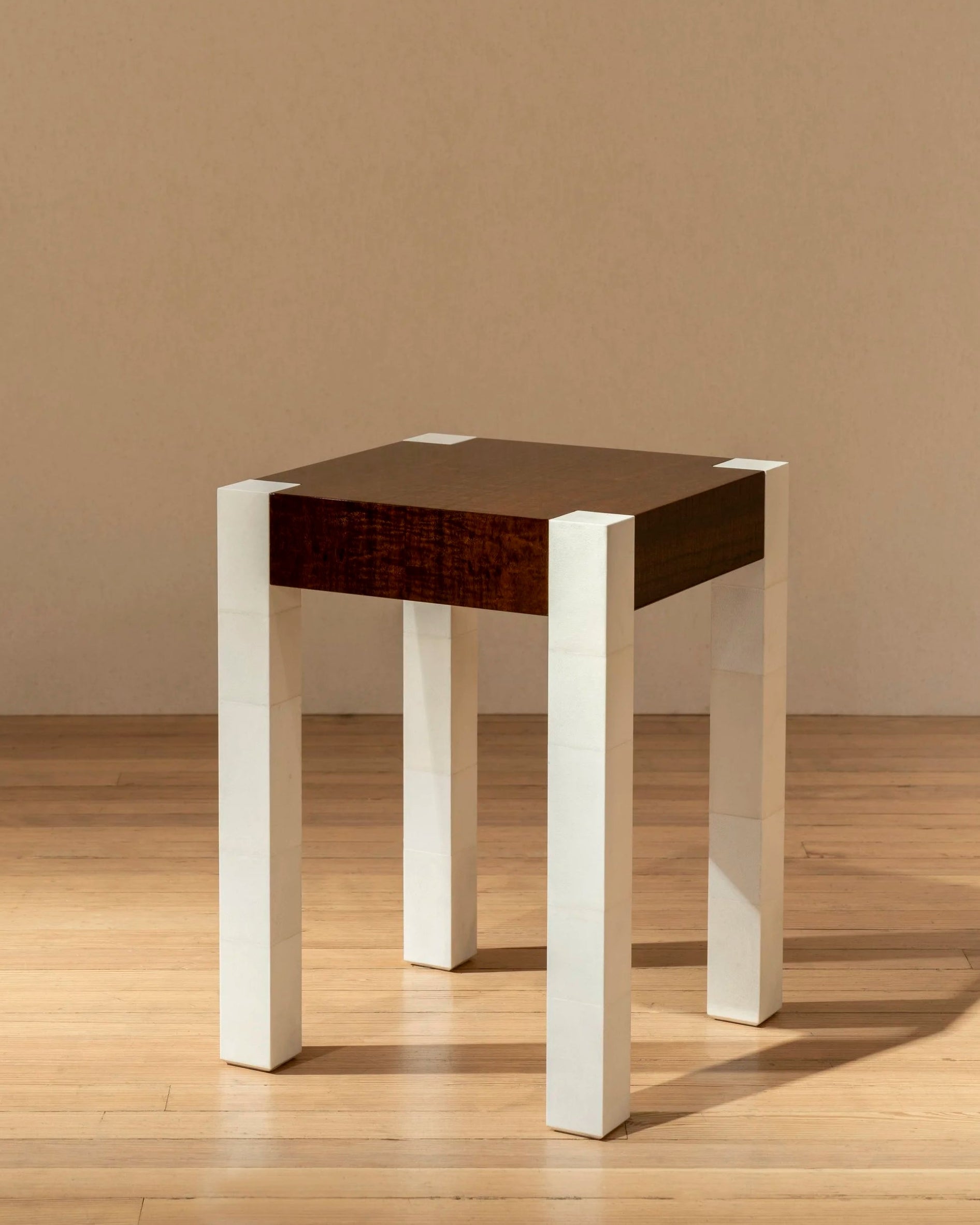 'Additions' Side Table - Handcrafted in Wood Veneer & Parchment — alternate view