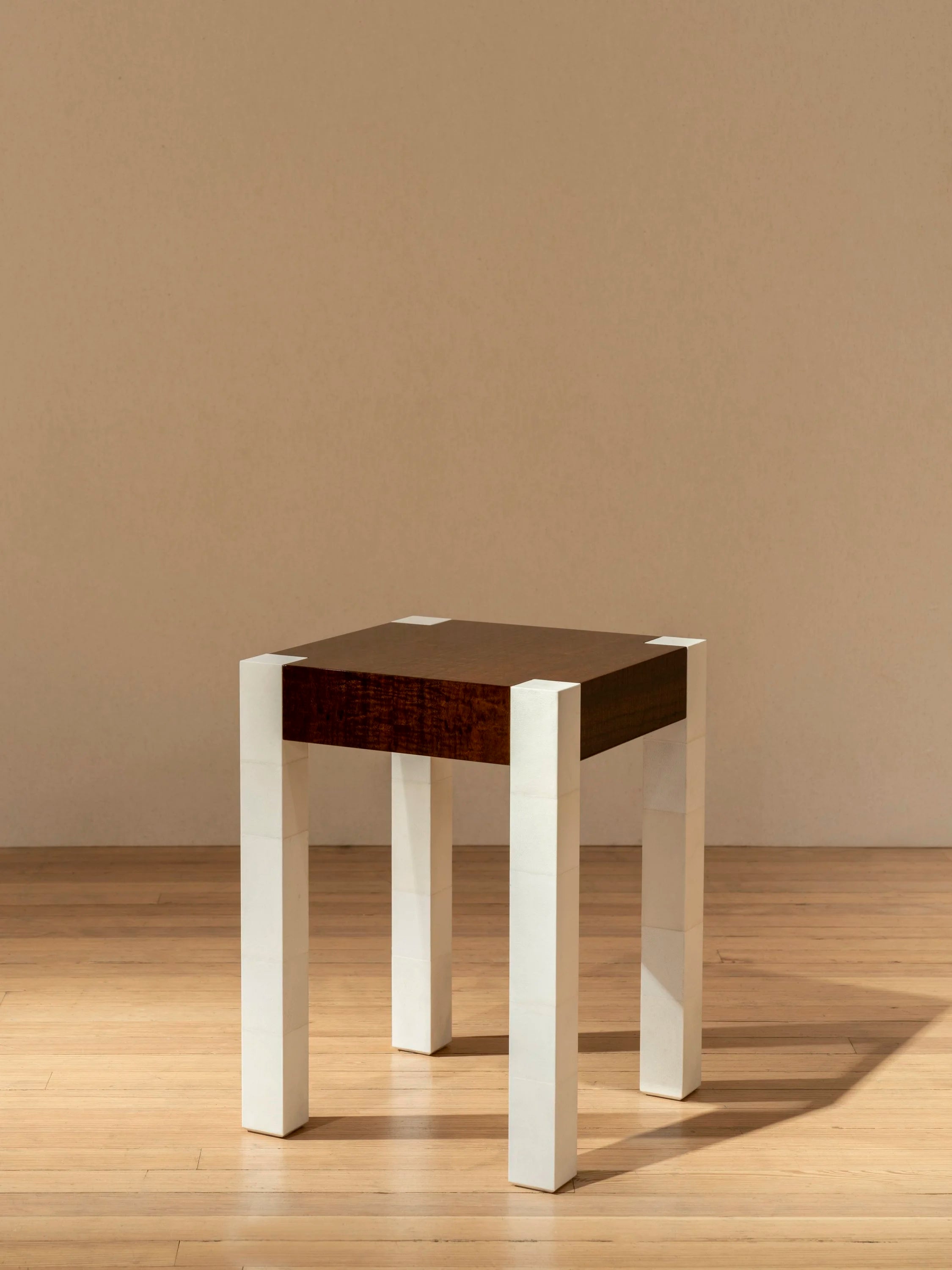 'Additions' Side Table Handcrafted in Wood Veneer & Parchment — alternate view