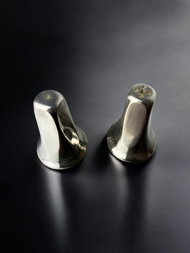 Faceted Salt & Pepper Shakers, Italy, 1970s by Malamar Studio | The Oblist — polished metal finish