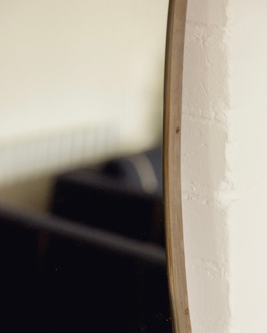 Italian Brass Shield Mirror — alternate view