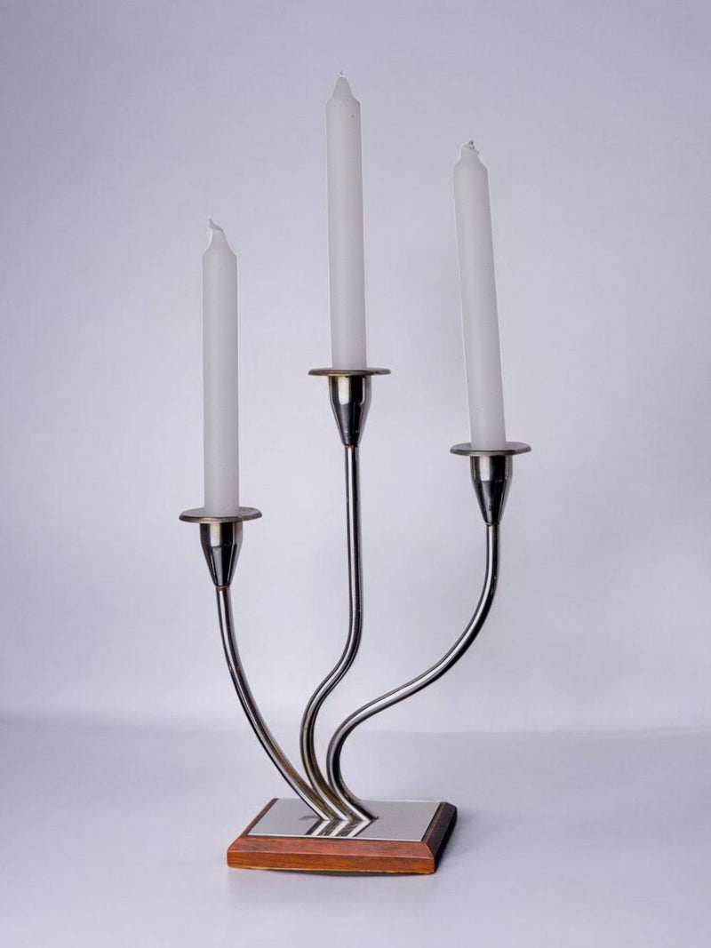 Art deco Candleholder, Spain, 1970 by Malamar Studio | The Oblist — metal and wood design