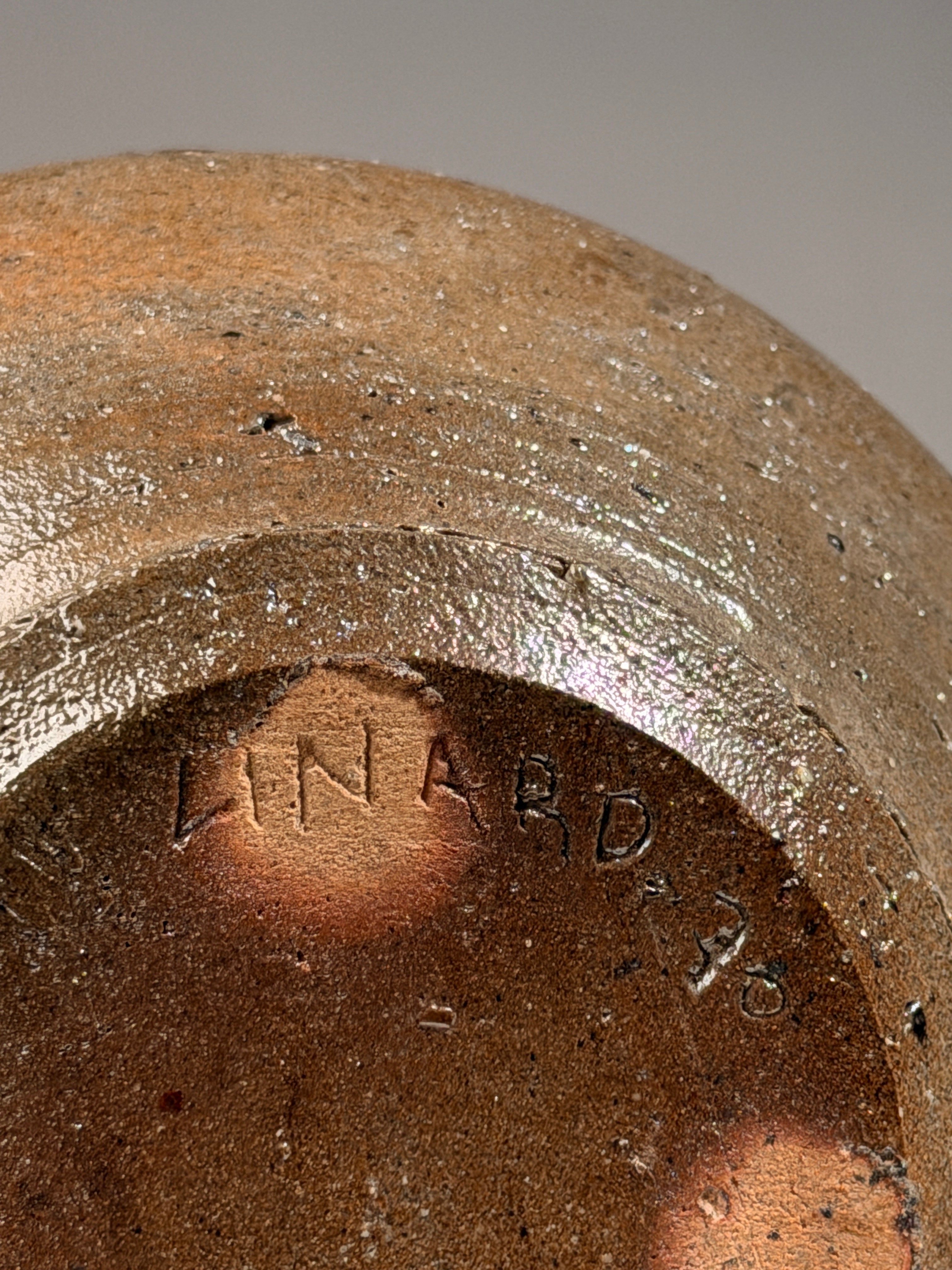 Rare stoneware soliflore vase by Jean Linard, dated 1970 — lifestyle setting