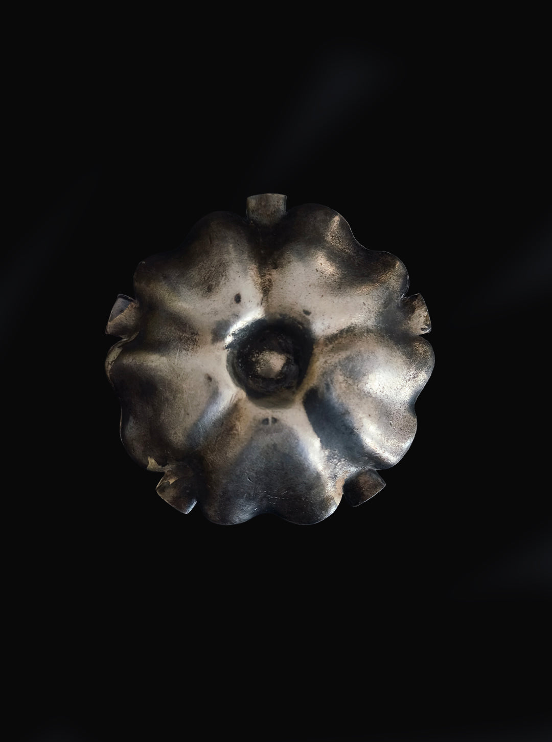 Pewter Floral Ashtray — lifestyle setting