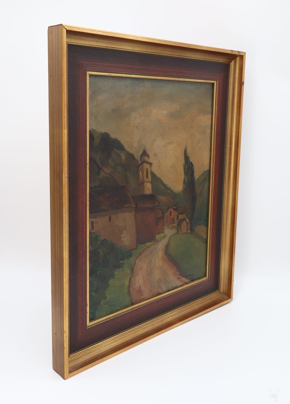 Flemish-Expressionist Village Scene by Ary Baggerman – Netherlands (c. 1930–1950) — detail view