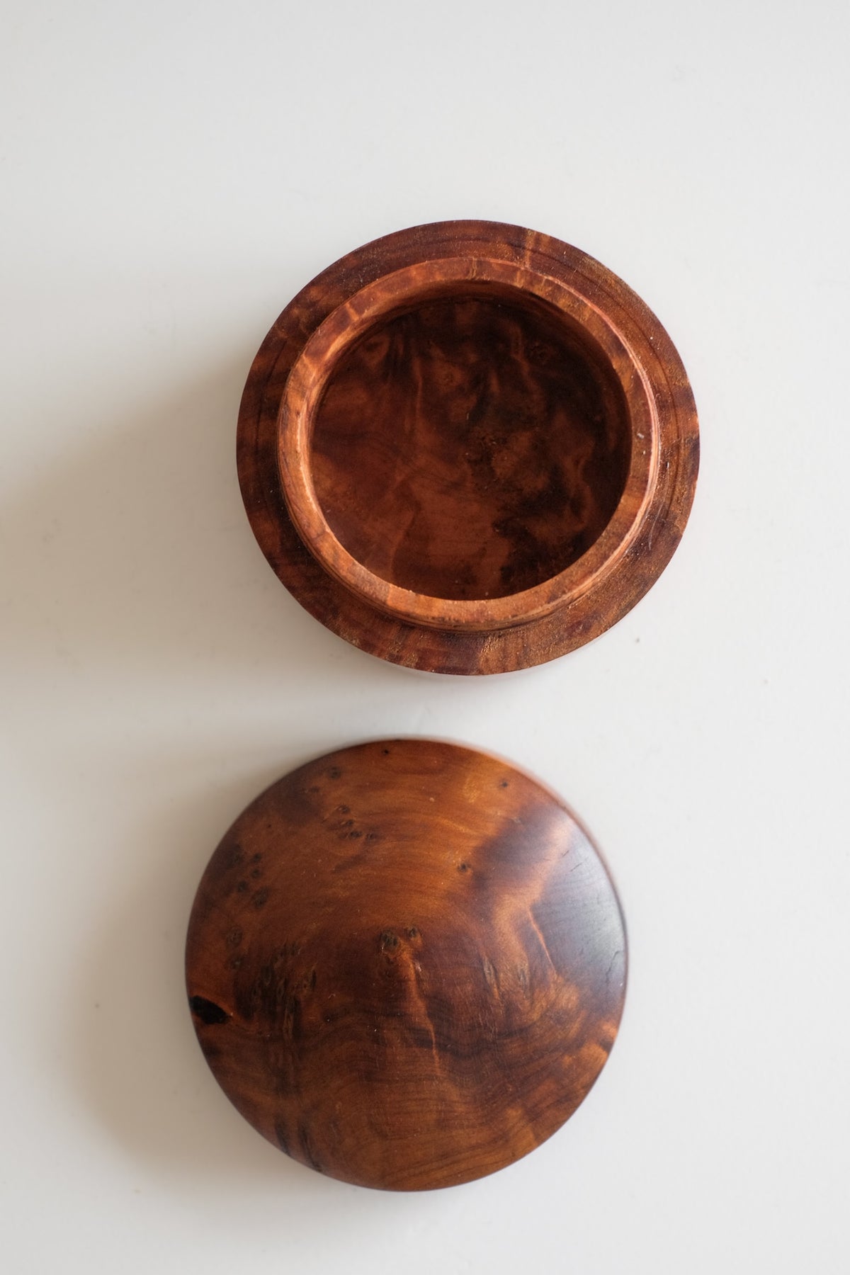 Vintage Burl Wood Jewelry Box Set — in context