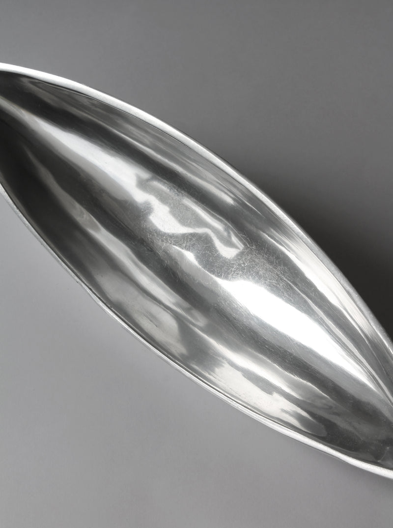 Polished aluminum bowl detail showing reflective curved surface