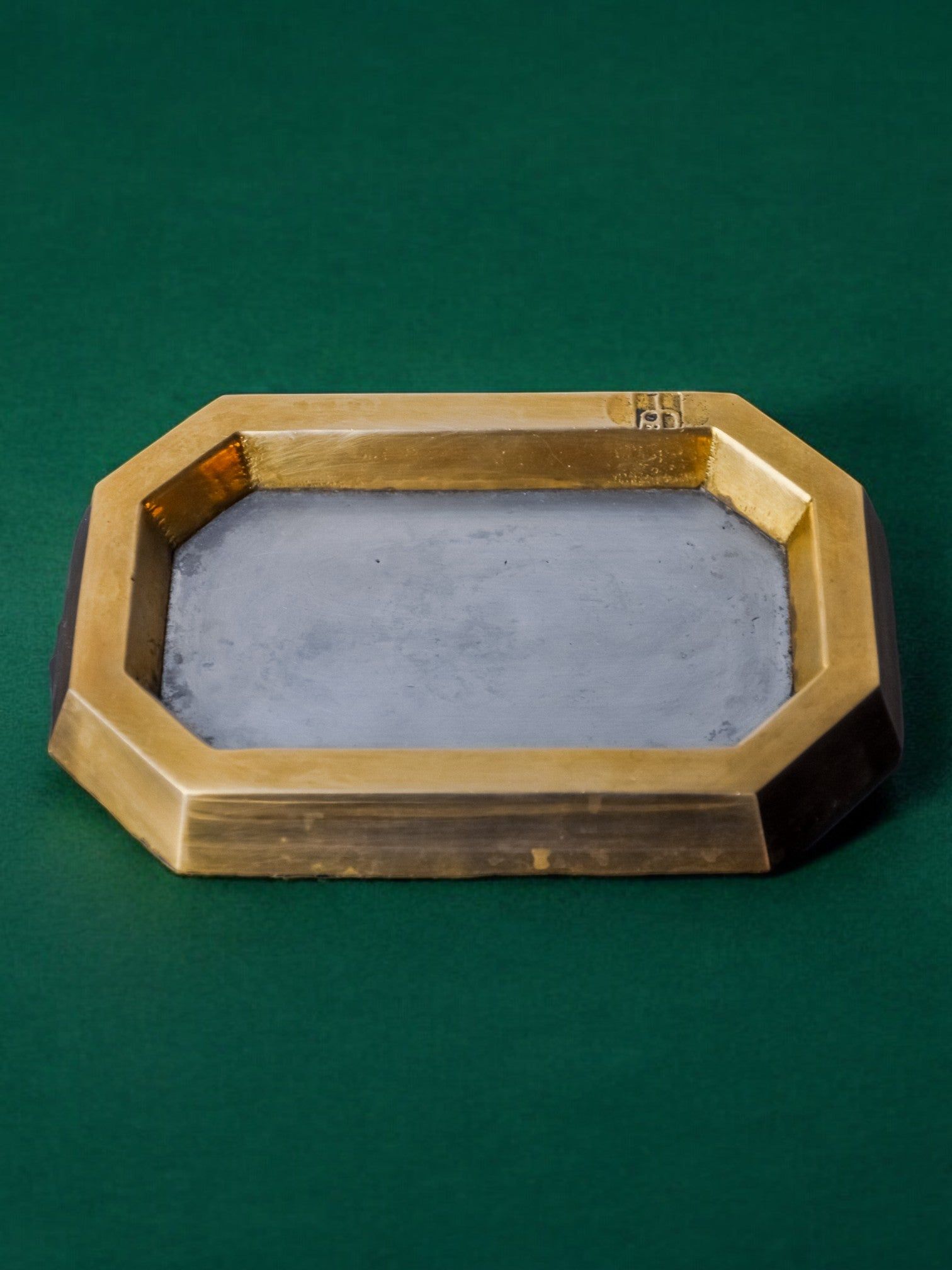 Brutalist Ashtray by David Marshall, Spain, 1970s — side angle showing brass and metal materials