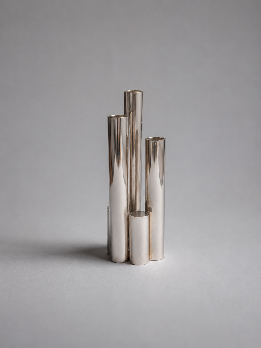 1970s Italian "Canne d'Organo" Chrome Soliflore Vase — side angle