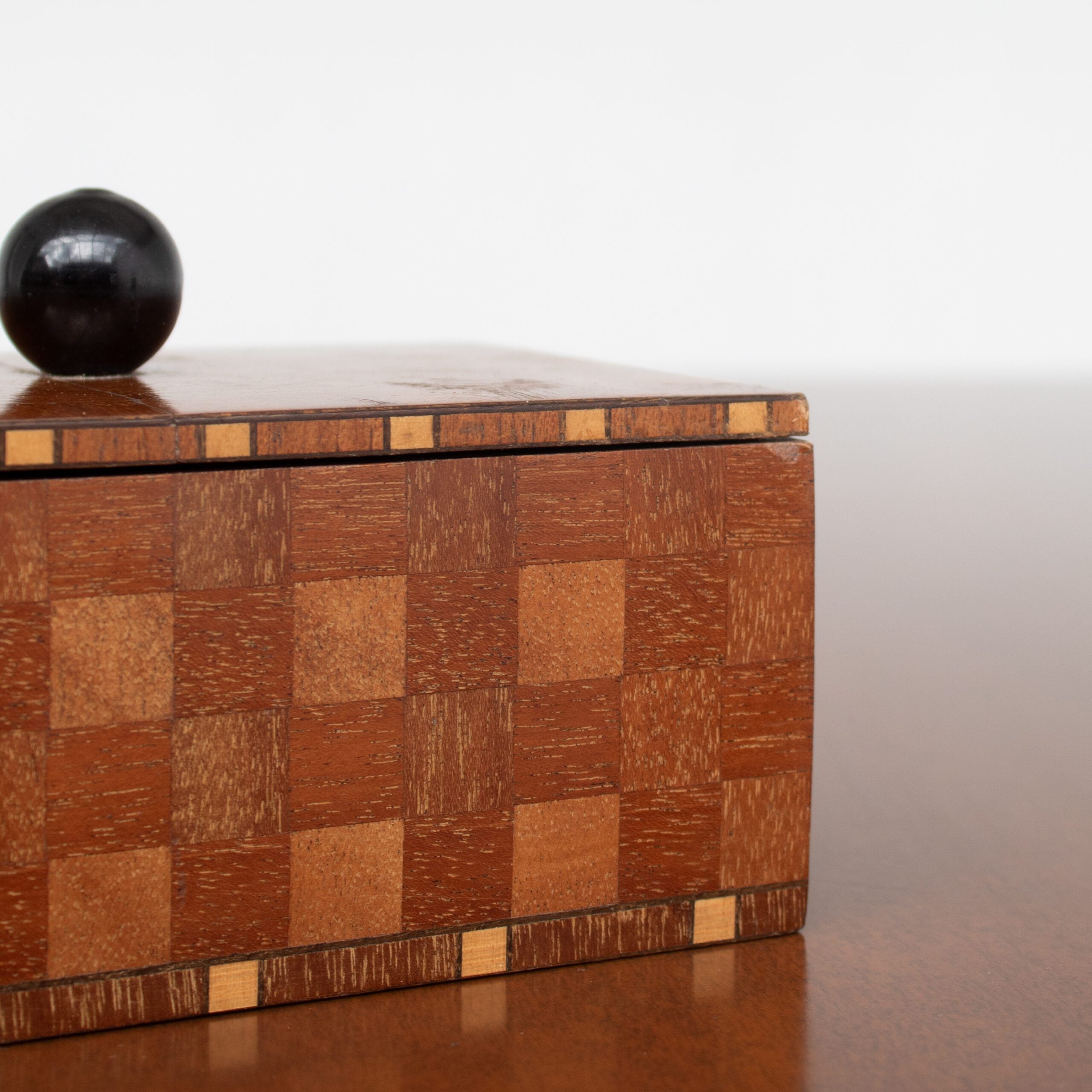 Art Deco Wooden Box with Geometric Pattern — lifestyle setting