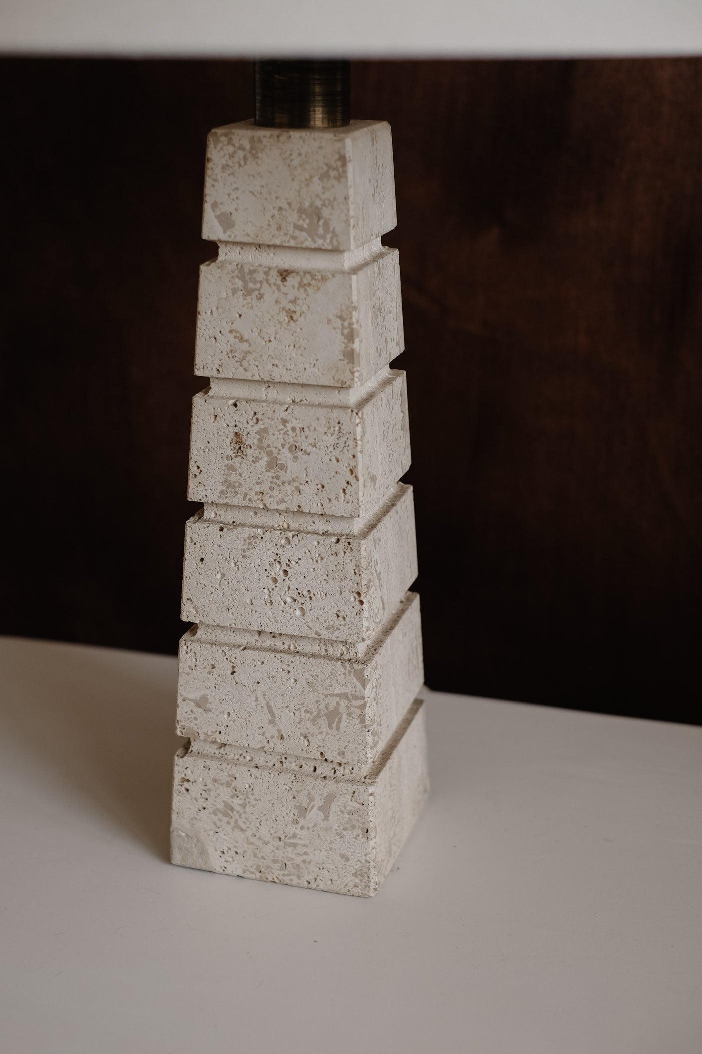 Travertine Table Lamp — side angle