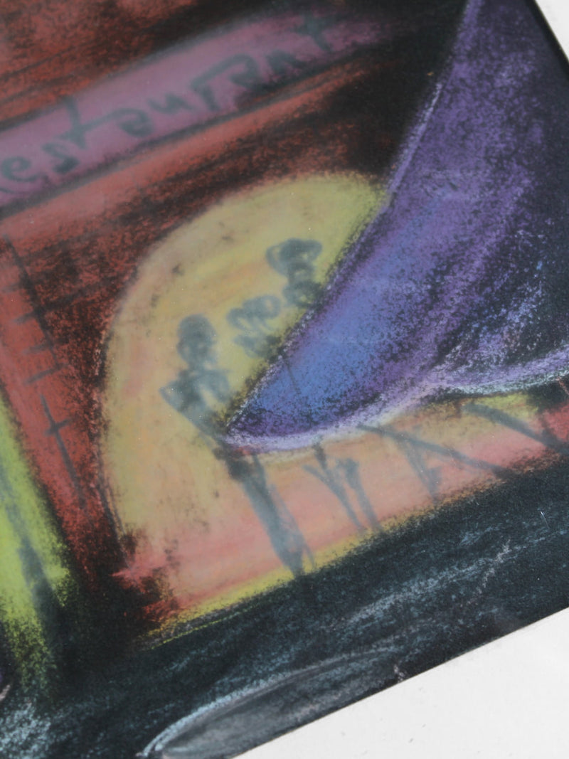 Henryk Barczyński "Paris" In Pastel, 38,5x49,5cm, 1920s — close-up of pastel colors and figures