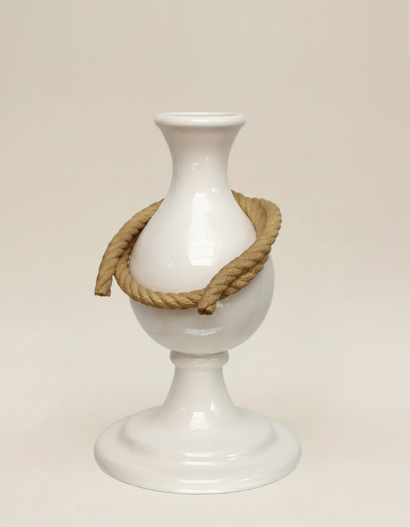 SAILOR roped ceramic white vase — close-up of ceramic surface with rope detail