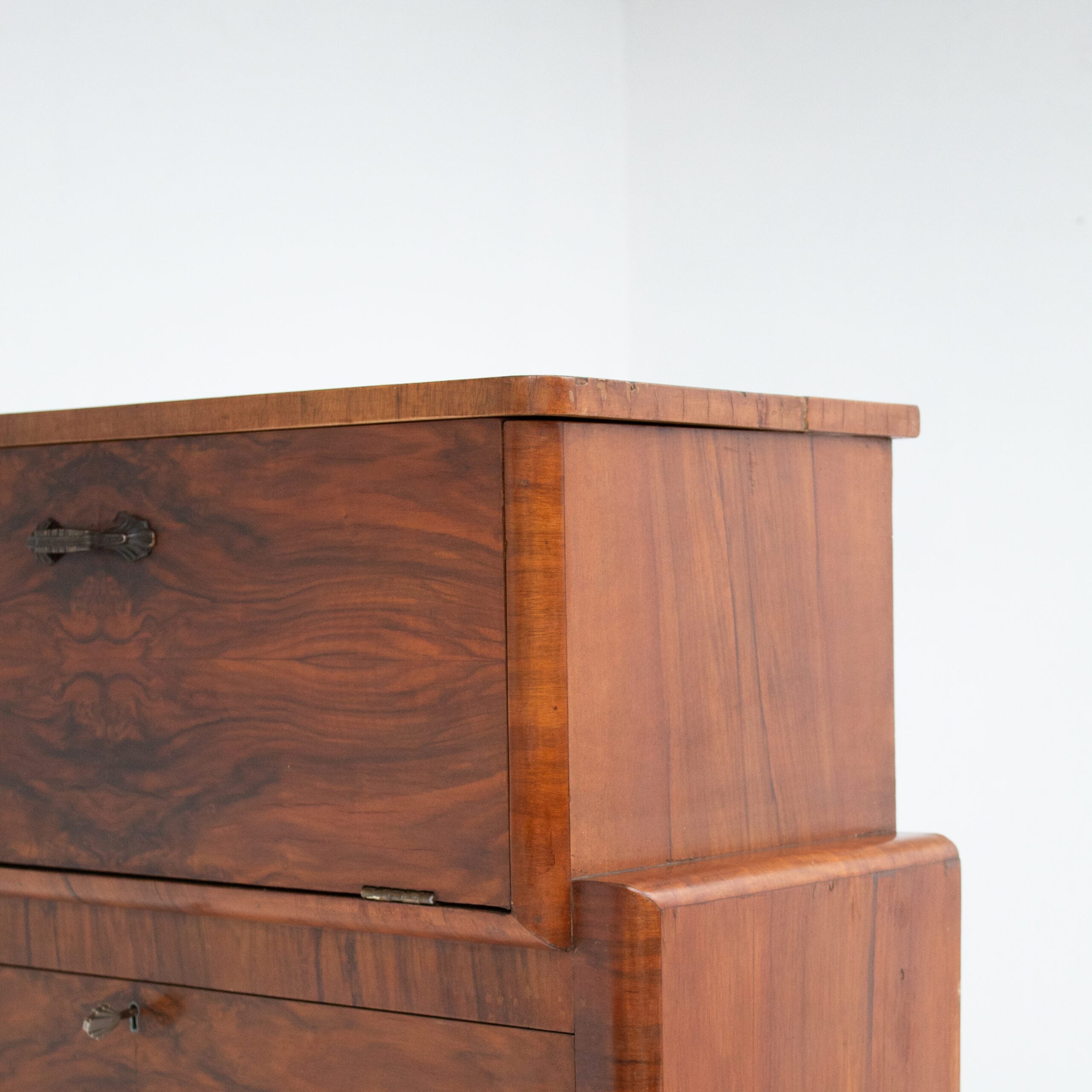 Vintage Biedermeier Secretary Cabinet in Walnut Veneer — view 10