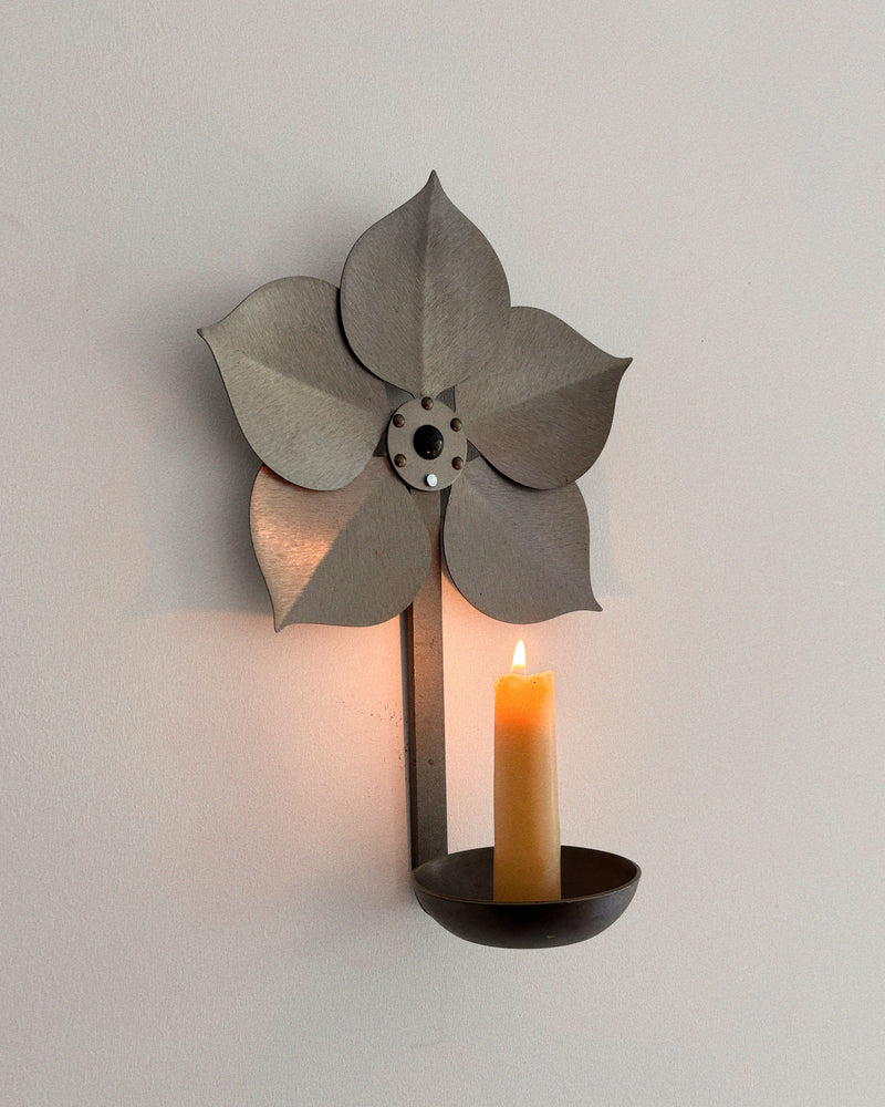 Metal Flower Wall Candleholder — detail view