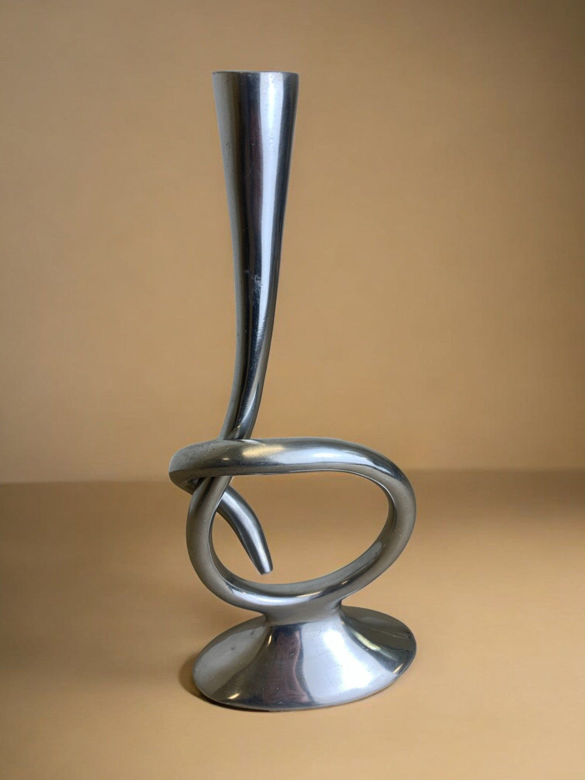 Biomorphic Candleholder, Solid Aluminum, Spain, 1970s — lifestyle setting