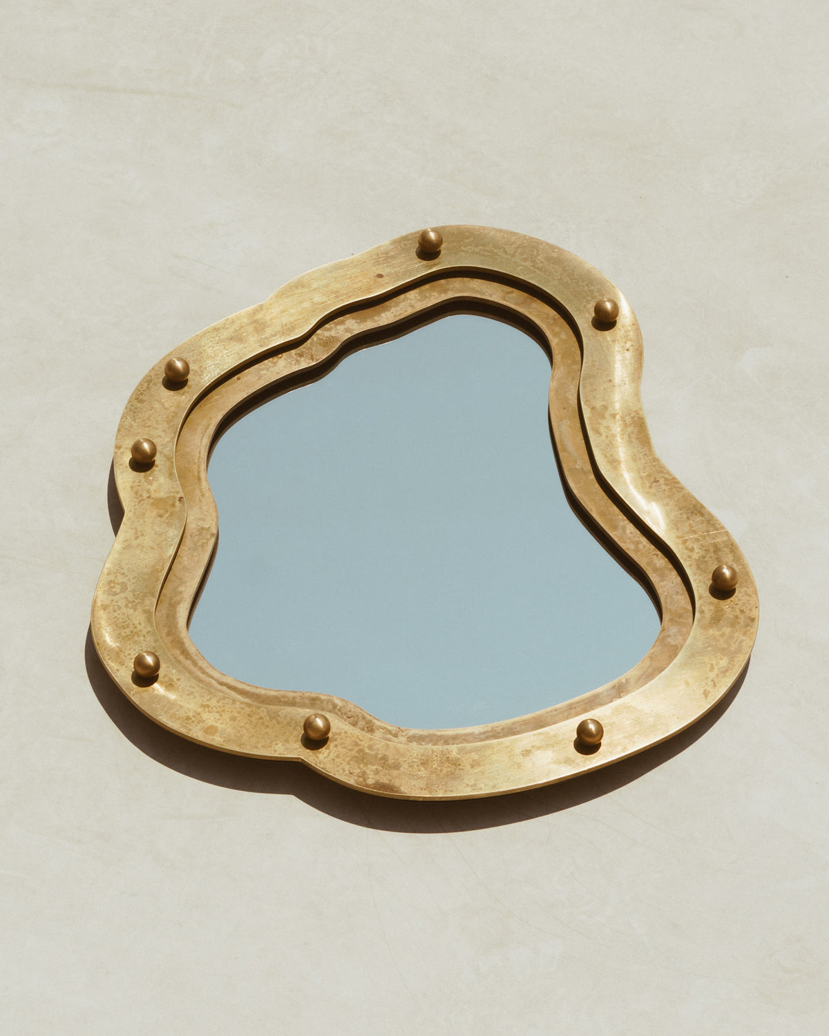 Organic  Postmodern Brass Mirror - Large — side angle