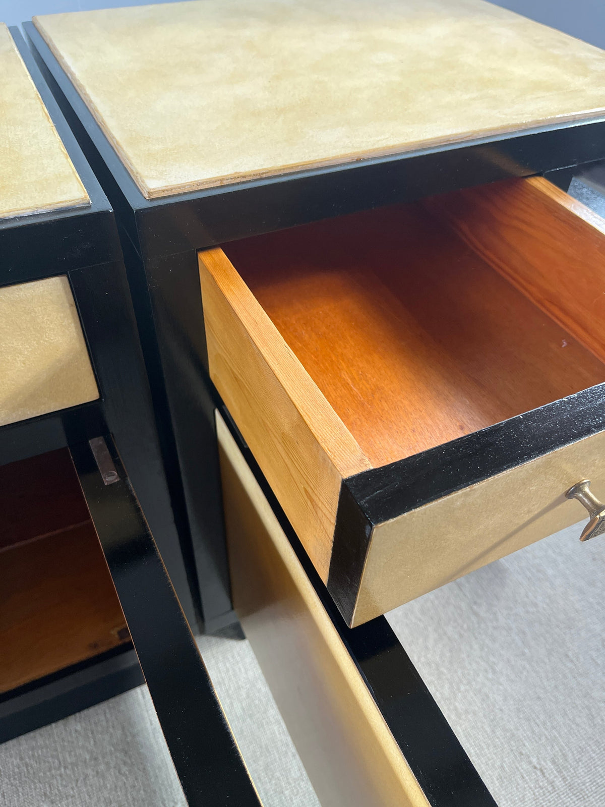 Italian Art Deco Parchment Bedside Tables, 1930s–40s — additional view