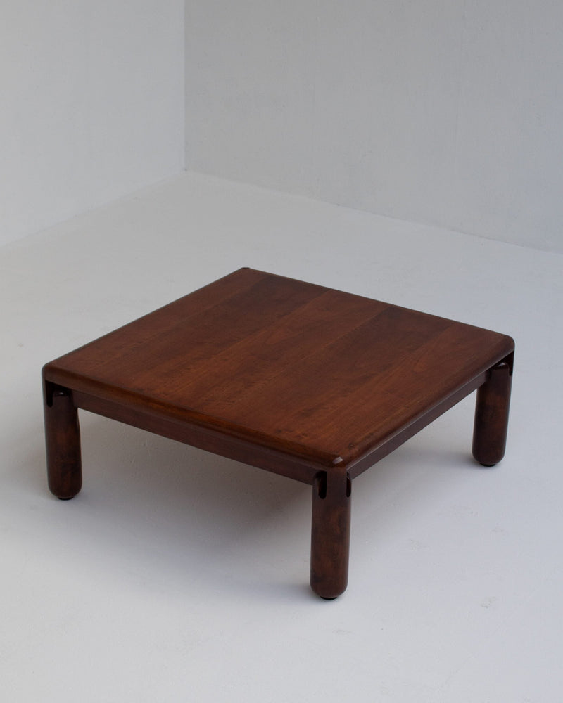 Vintage Solid Wood Coffee Table — angled view of rich brown finish