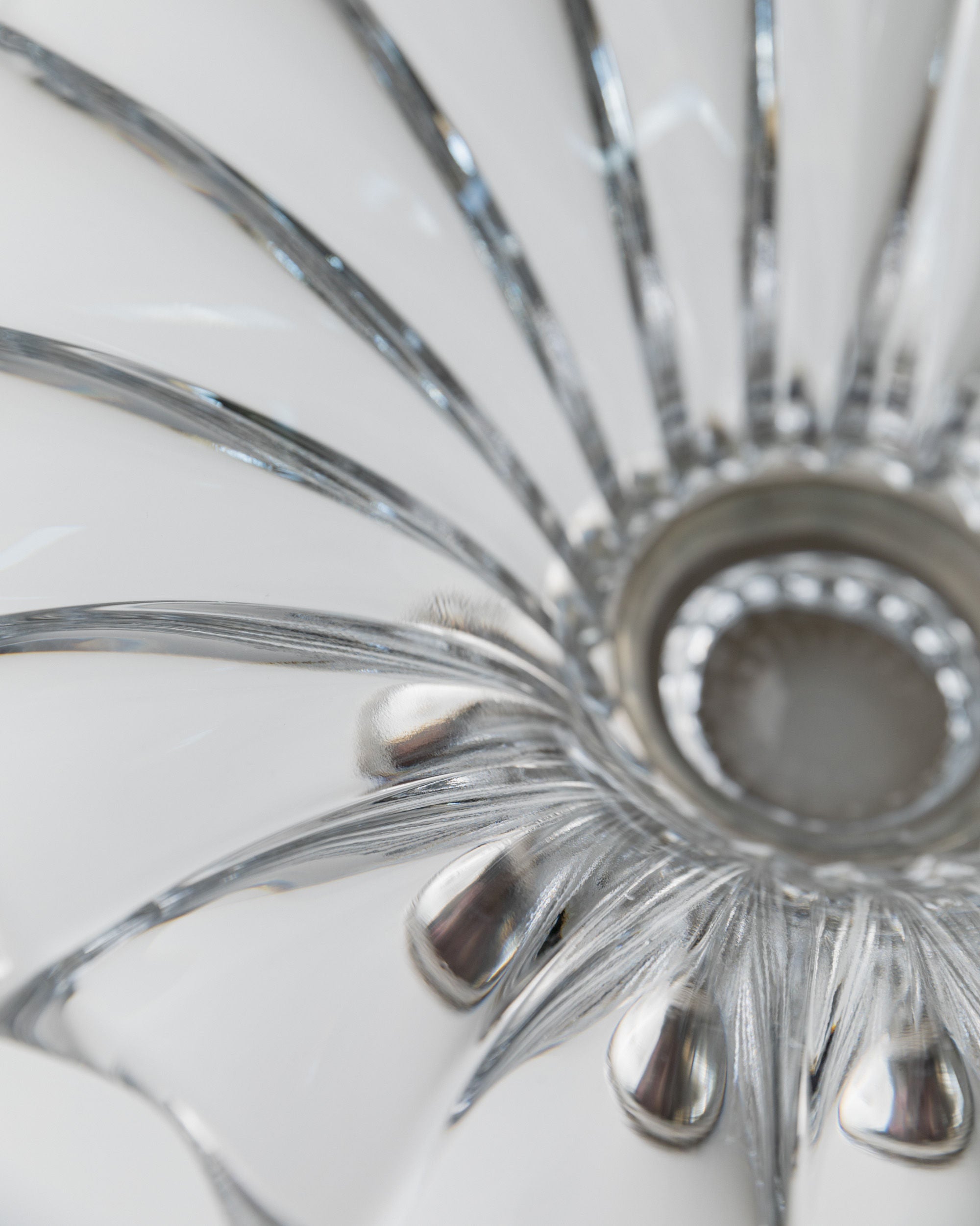 Large Crystal Glass Bowl, Italy 1940s — top view highlighting clear glass design