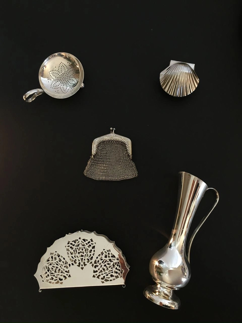 Edwardian Sterling Silver Plated Shell Pill Box — close-up