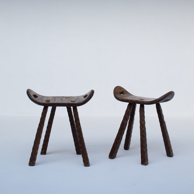 Set of Brutalist stools by Malata Antwerp | The Oblist — handcrafted wood design
