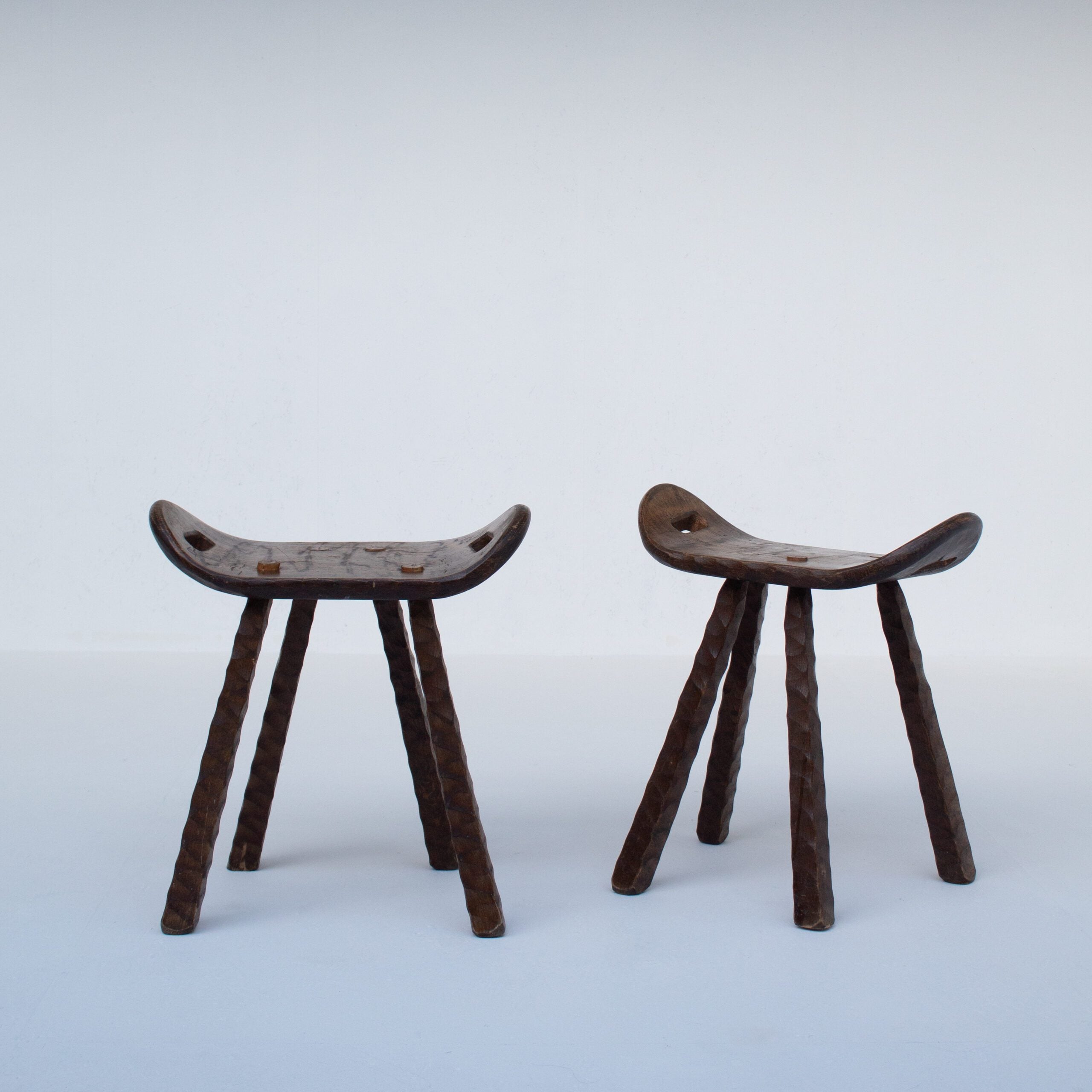 Set of Brutalist stools by Malata Antwerp | The Oblist — handcrafted wood design