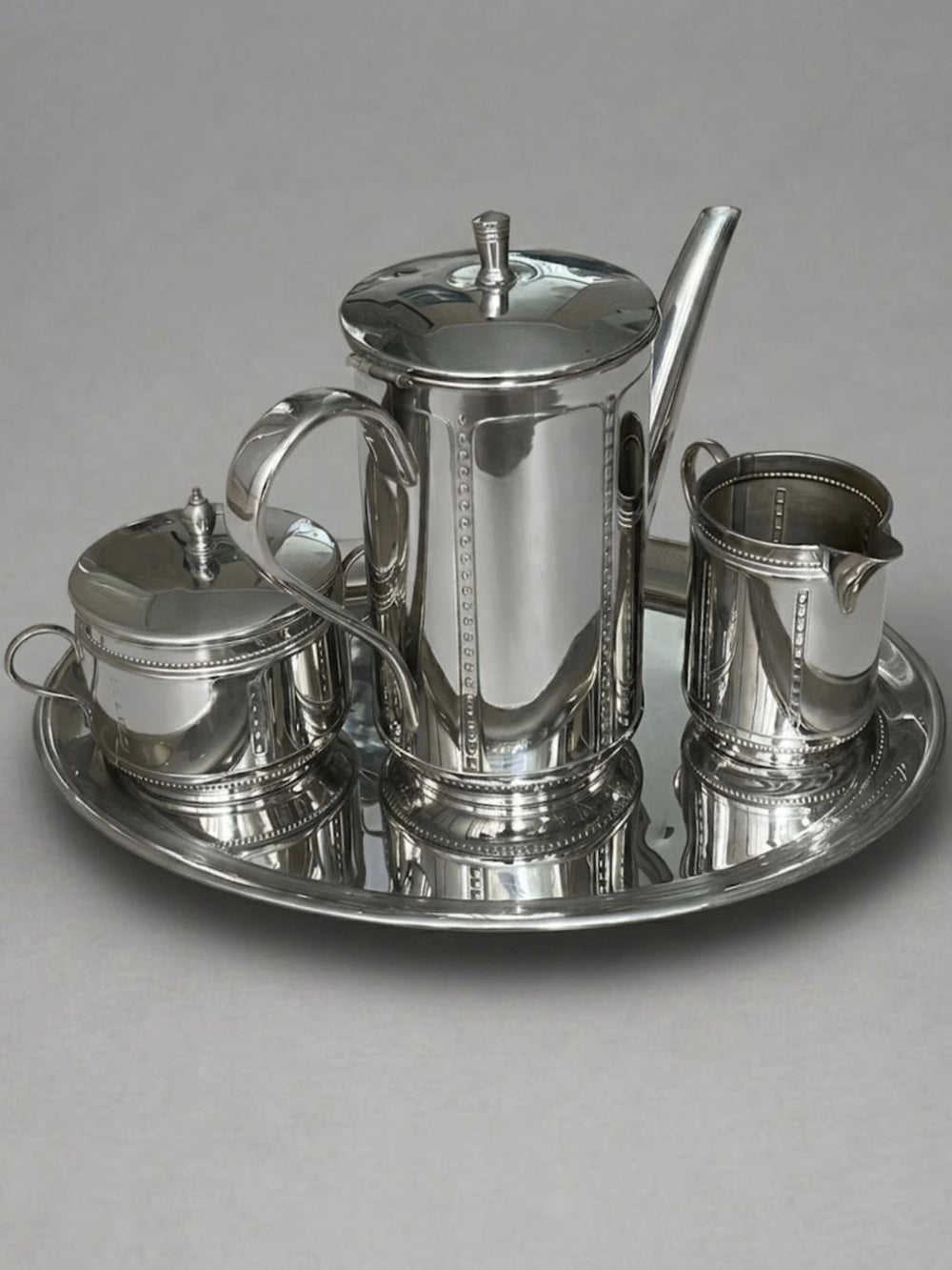 1930s Art Deco WMF Silver-Plated Coffee & Tea Service Set (4-piece) — detail view