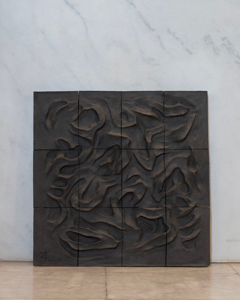 Coulée de Lave - Wall Sculpture by Franck Scala | The Oblist — handcrafted dark ceramic design