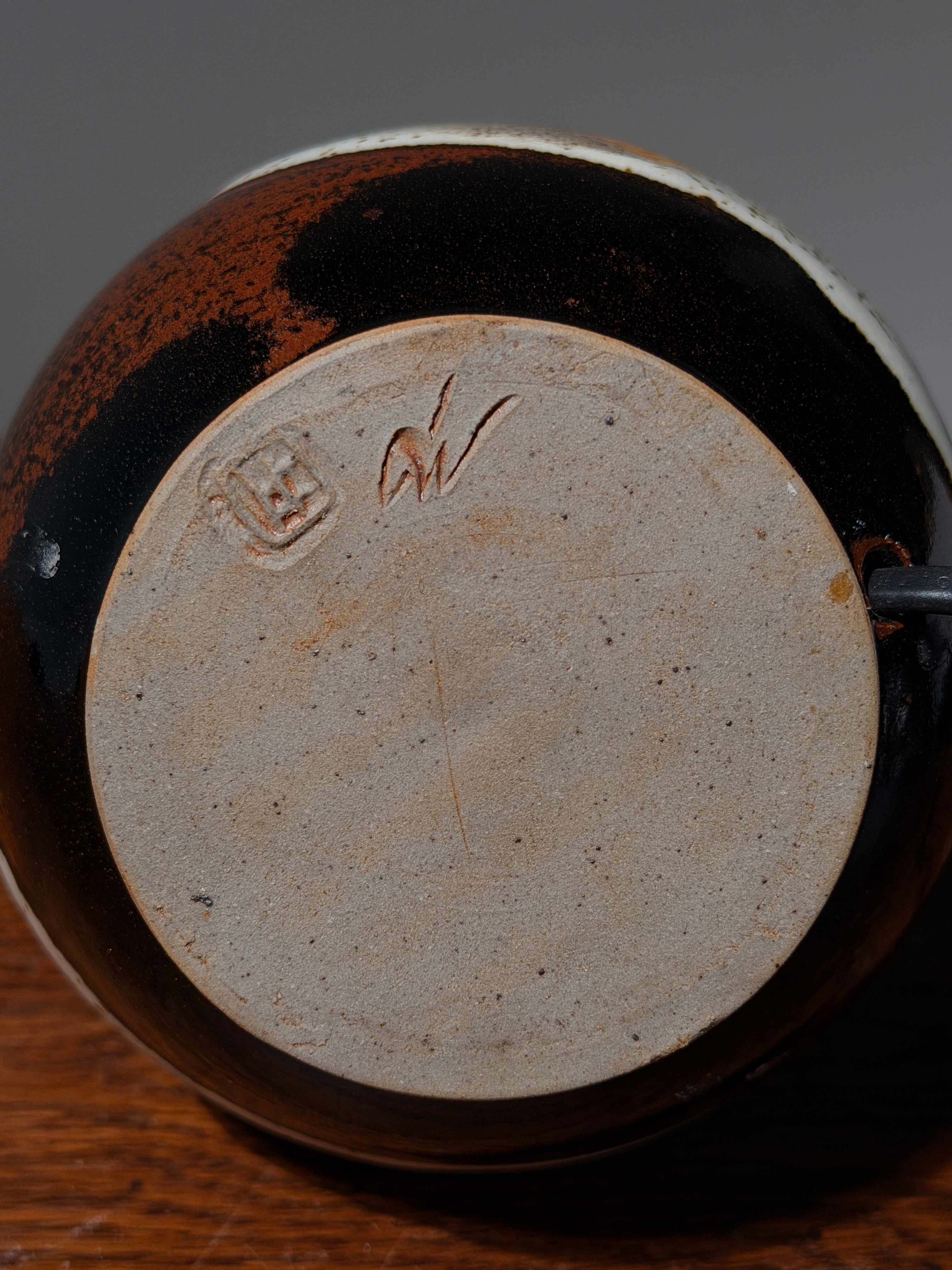 Stoneware lamp, La Borne, France, circa 1970 — close-up